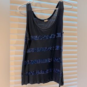 Jcrew navy sequin tripe tank